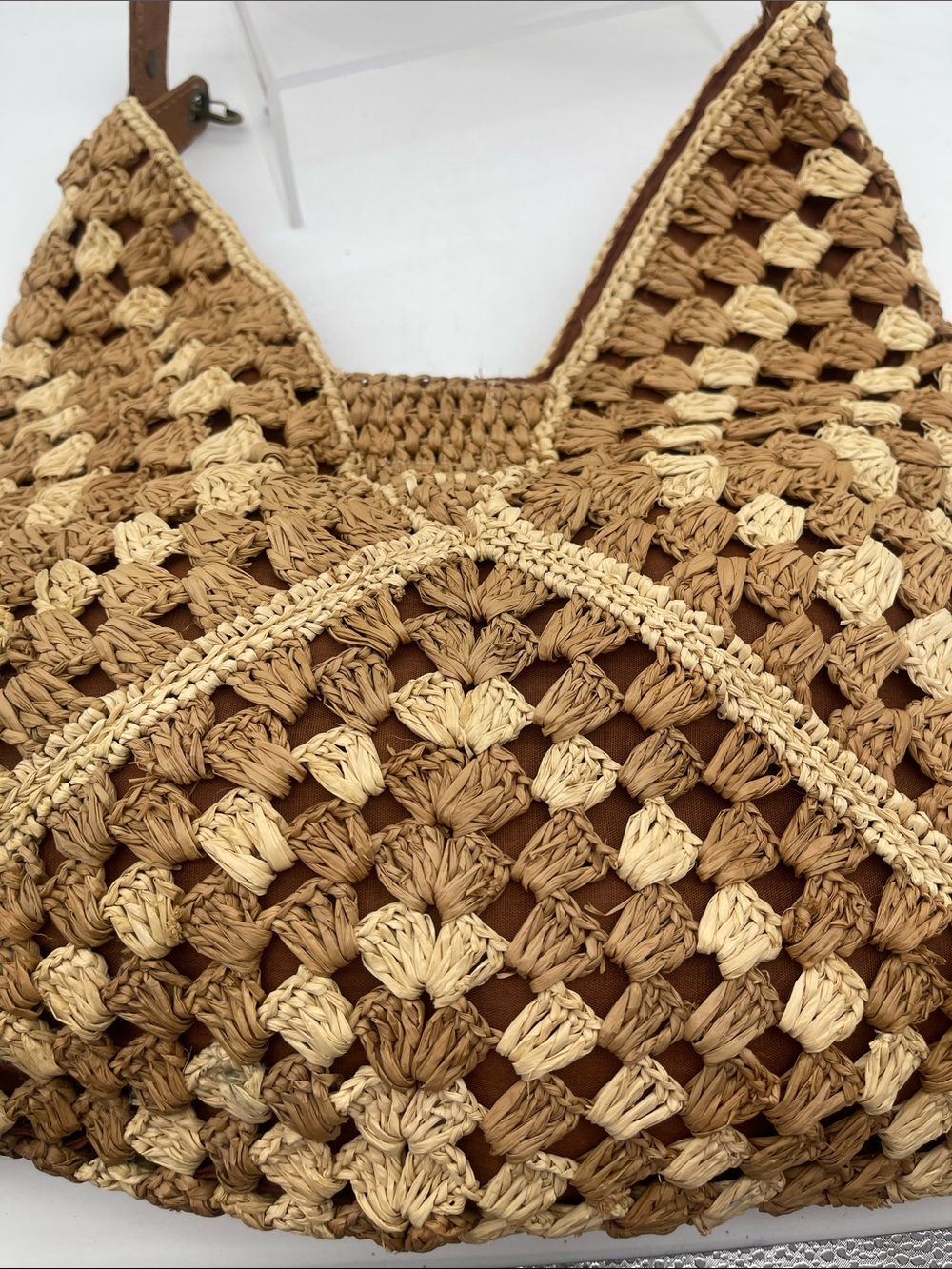 Mar Y Sol Palermo Shoulder Bag Straw Leather Strap Classic Beach Vacation - Picture 3 of 9